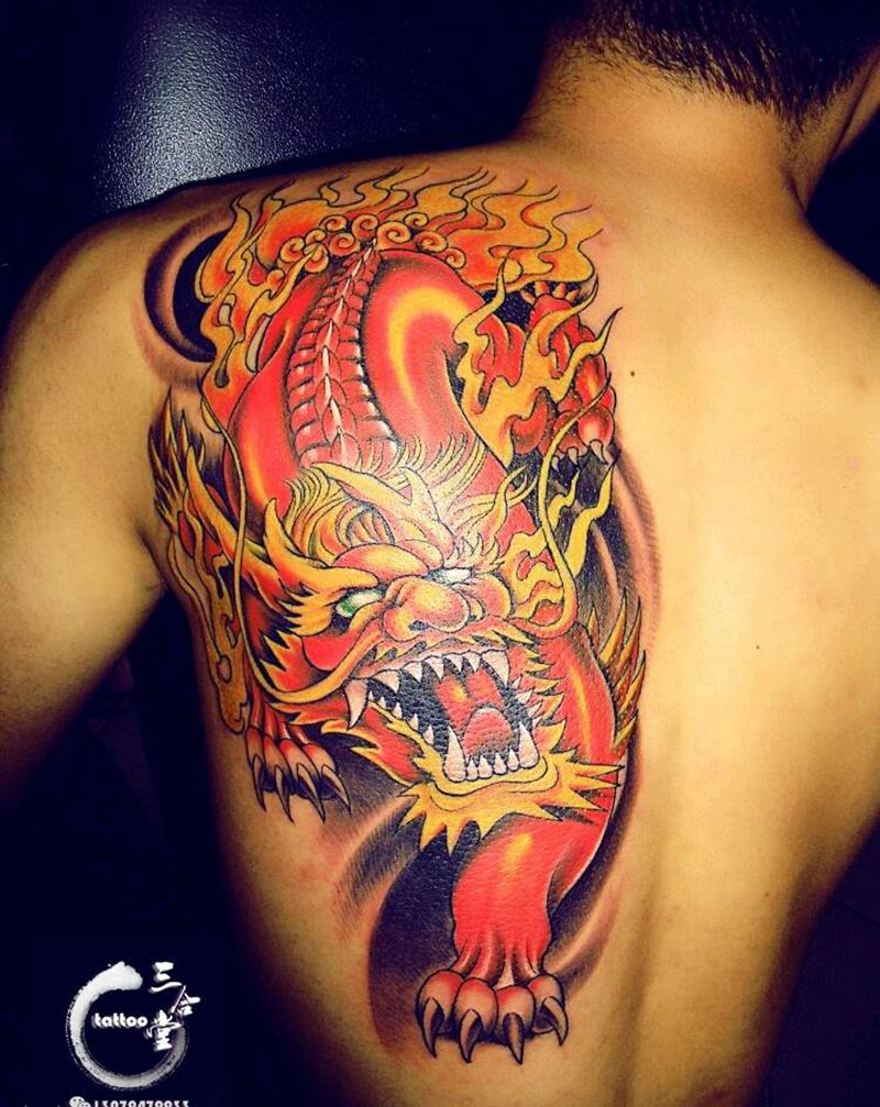 麒麟纹身纹身图片_背部传统动物营口鲅鱼圈纹熊岳盖州成品纹身图案