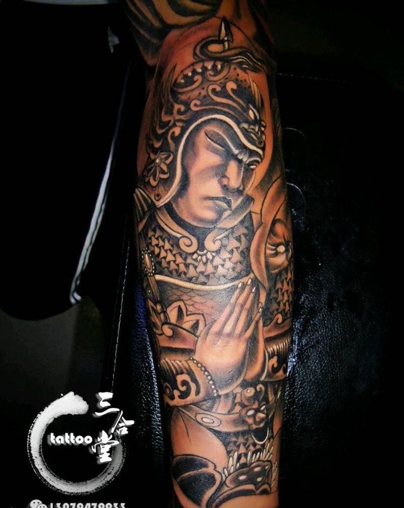 韦陀纹身图片_手臂传统人物宗教营口鲅鱼圈纹熊岳盖州成品纹身图案