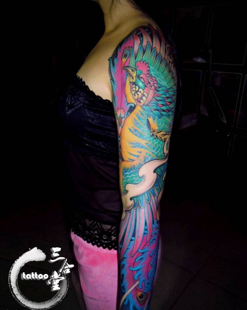 凤凰纹身图片_手臂传统动物原创营口鲅鱼圈纹熊岳盖州成品纹身图案