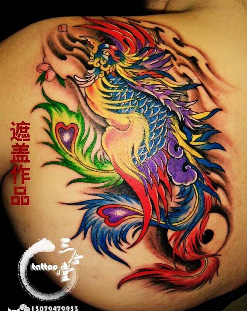 凤凰纹身图片_肩部传统动物宗教营口鲅鱼圈纹成品纹身图案