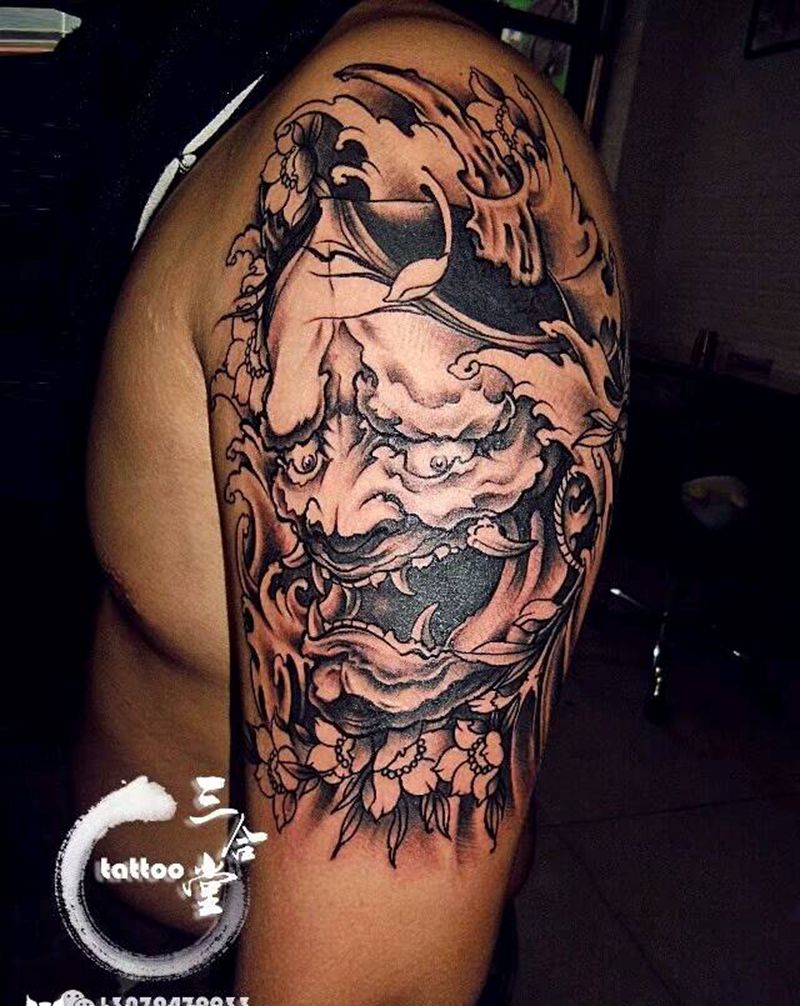 般若纹身图片_手臂传统鬼神营口鲅鱼圈纹成品纹身图案