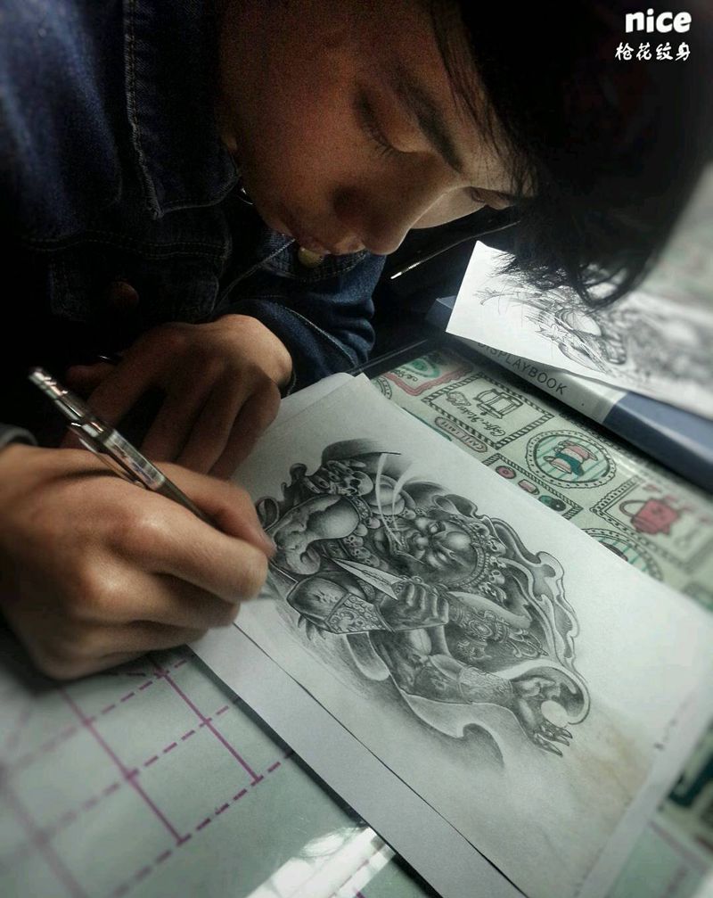 大黑天纹身图片_传统人物鬼神宗教成品纹身图案