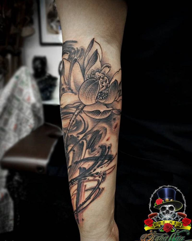 涅槃纹身图片_水彩纹身图案