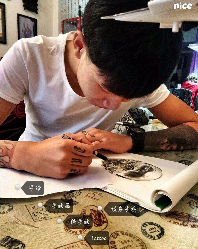 飞行员纹身图片_成品手稿欧美人物写实肖像腿部胸部肩部背部纹身图案