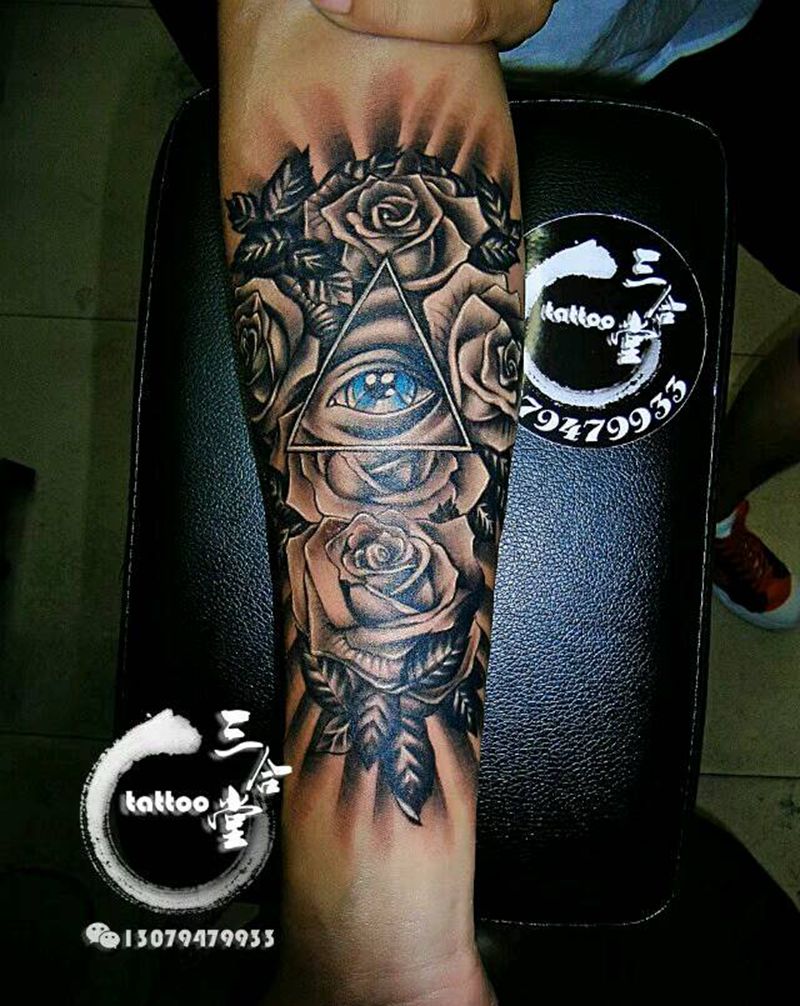 玫瑰纹身图片_手臂欧美写实植物营口鲅鱼圈纹成品纹身图案