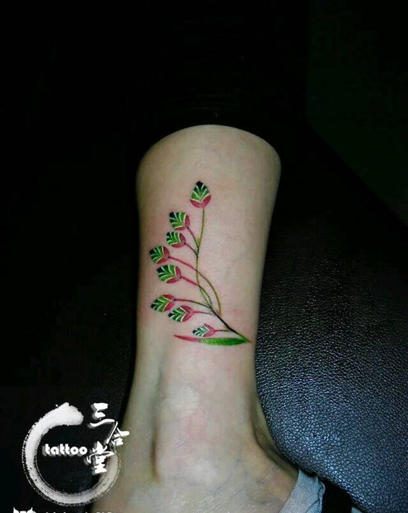 小清新纹身图片_腿部清新植物营口鲅鱼圈纹熊岳盖州成品纹身图案