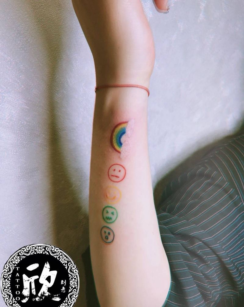 喜怒哀乐纹身图片_手臂水彩彩色小图案纹身图案