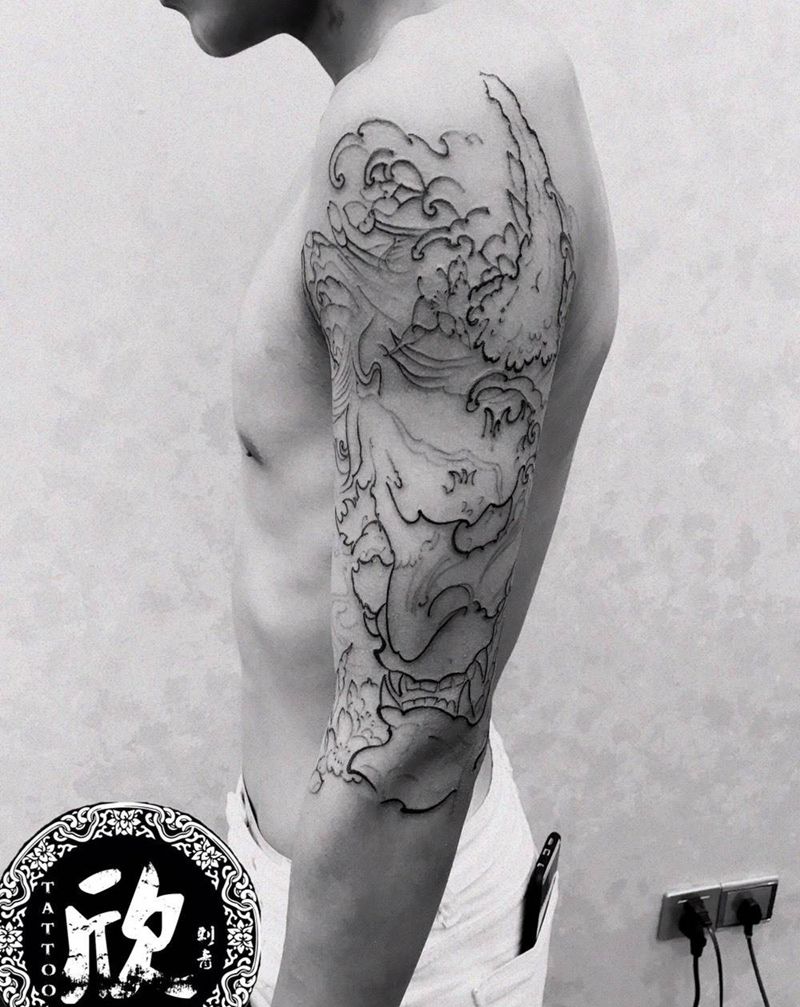 般若割线纹身图片