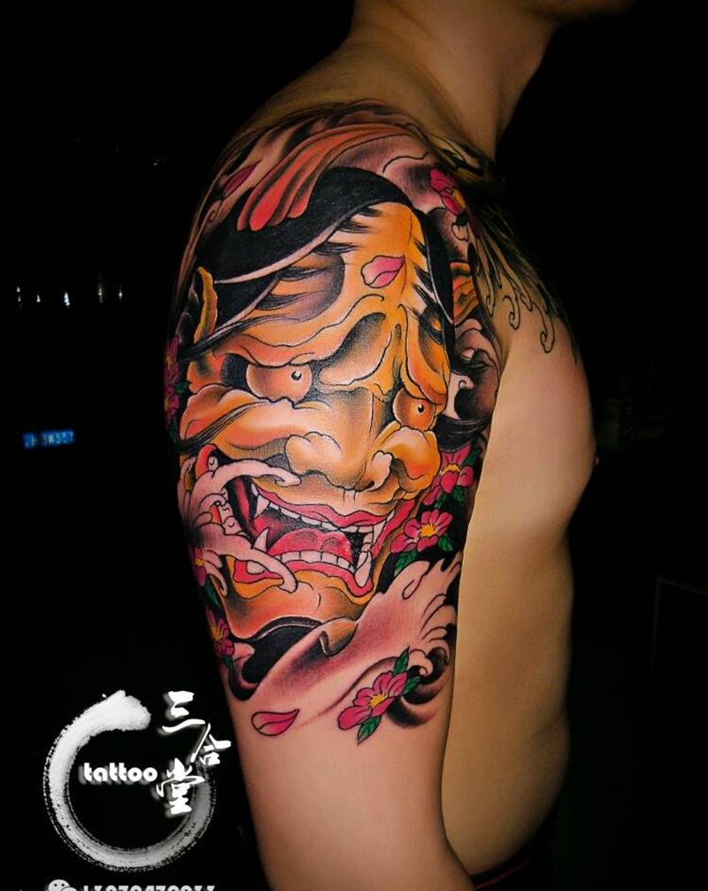 般若纹身图片_肩部传统鬼神营口鲅鱼圈纹熊岳盖州成品纹身图案