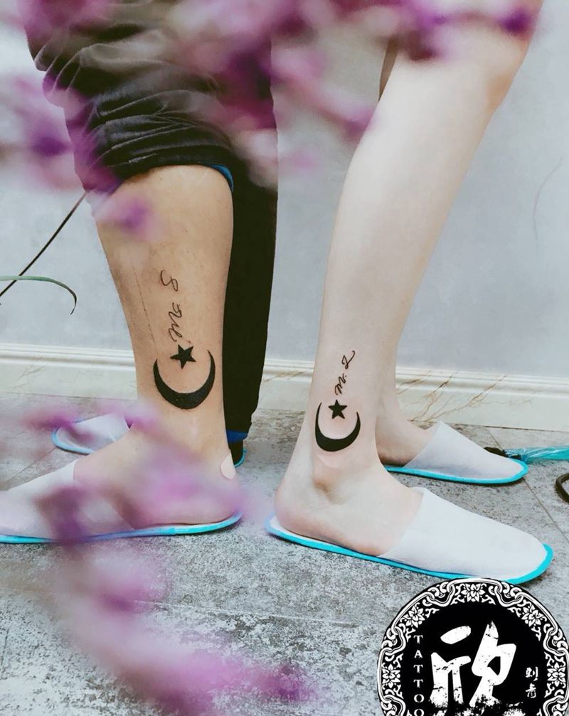 情侣月亮纹身图片