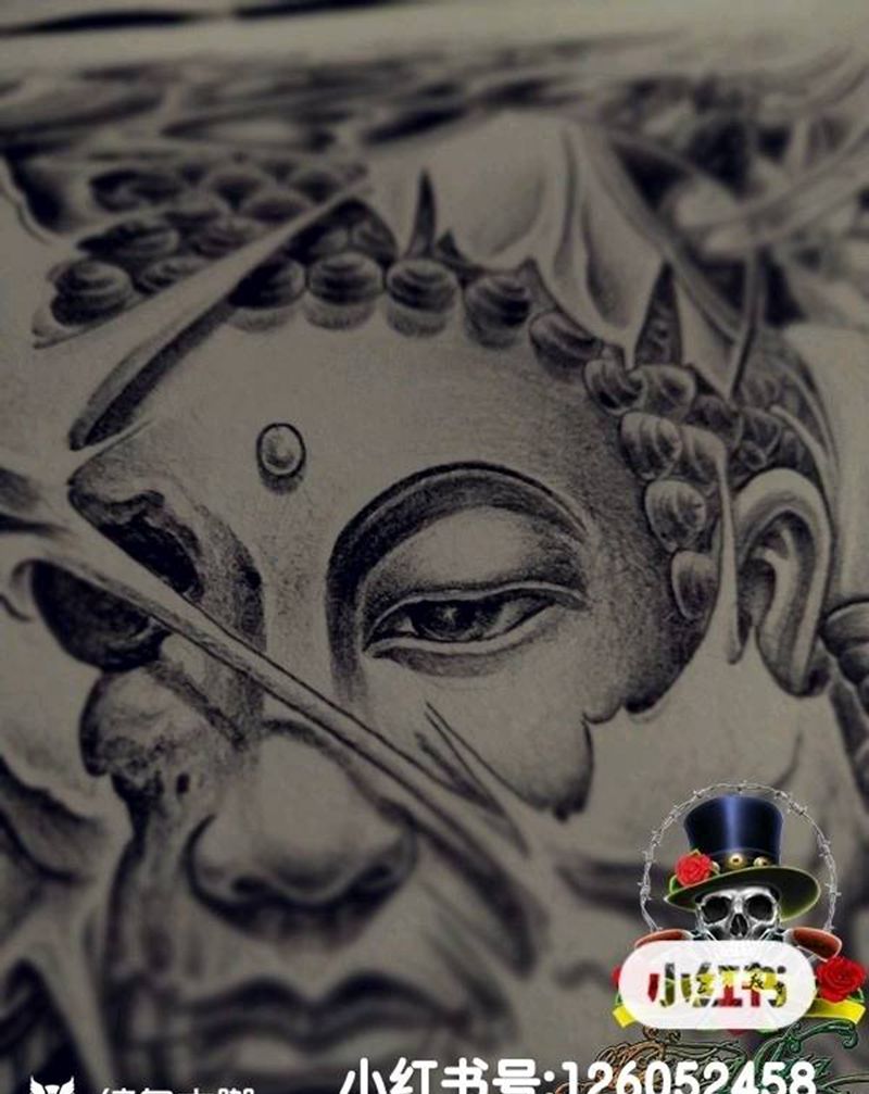 佛魔纹身图片_腿部手臂新传统纹身图案