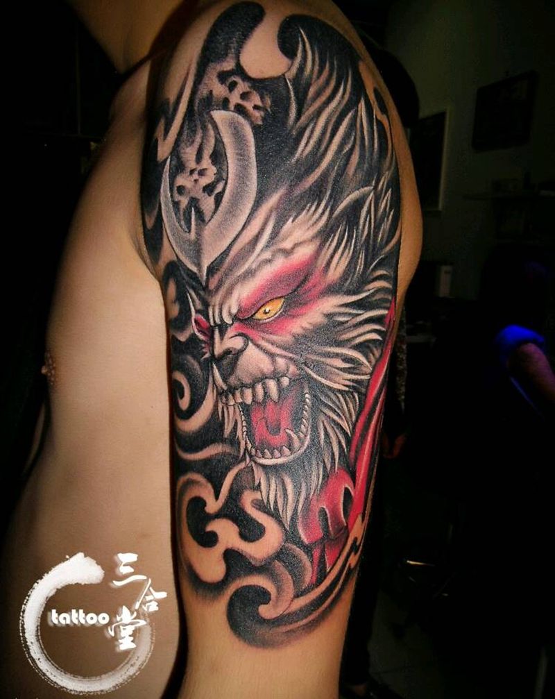 悟空纹身图片_肩部传统习俗人物宗教营口鲅鱼圈纹熊岳盖州成品纹身图案