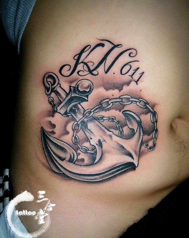 船锚纹身图片_腹部欧美清新静物原创营口鲅鱼圈纹熊岳盖州成品纹身图案