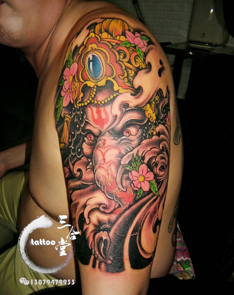 象神纹身图片_手臂传统动物宗教营口鲅鱼圈纹熊岳盖州成品纹身图案