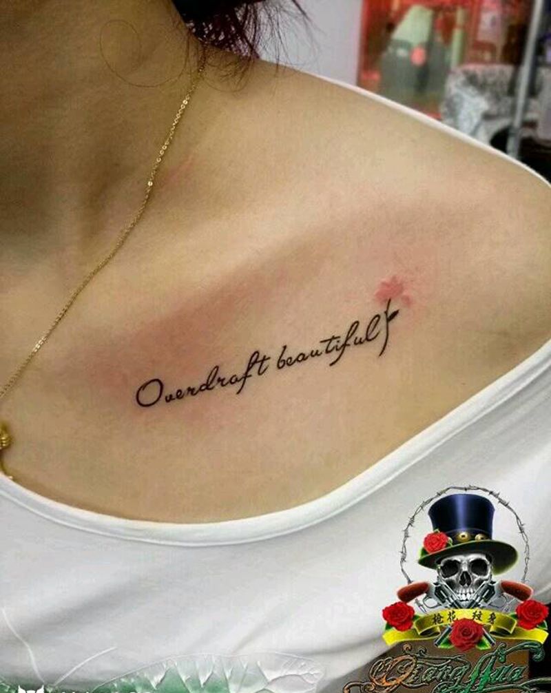 字纹身图片_胸部清新图腾原创成品纹身图案