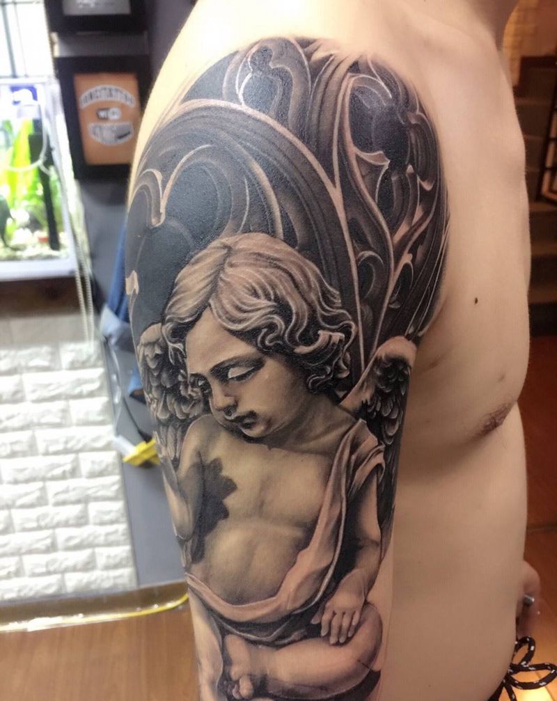 天使窗花纹身图片