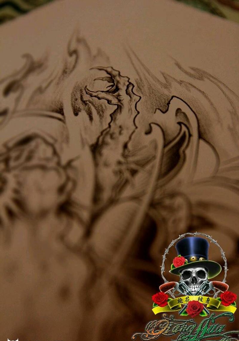 金蟾纹身图片_传统动物原创成品手稿纹身图案