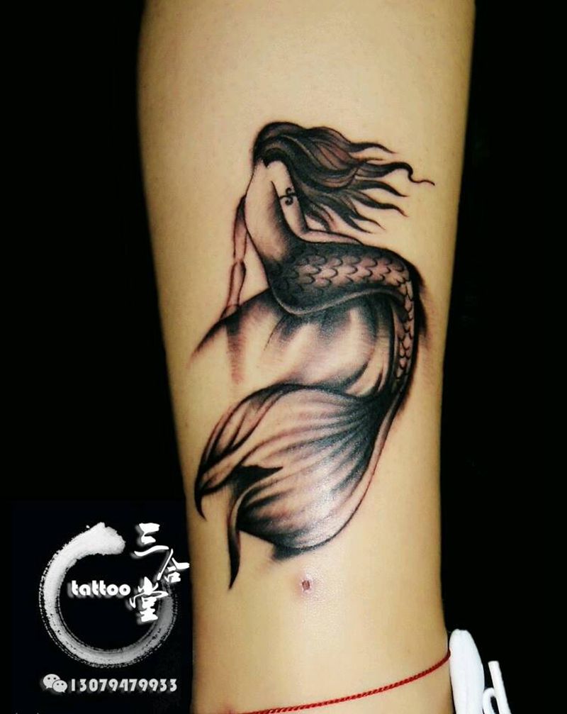 美人鱼纹身图片_脚部欧美清新人物营口鲅鱼圈纹成品纹身图案