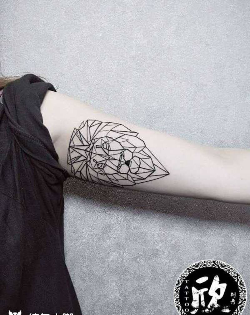 线条狮子系列纹身图片