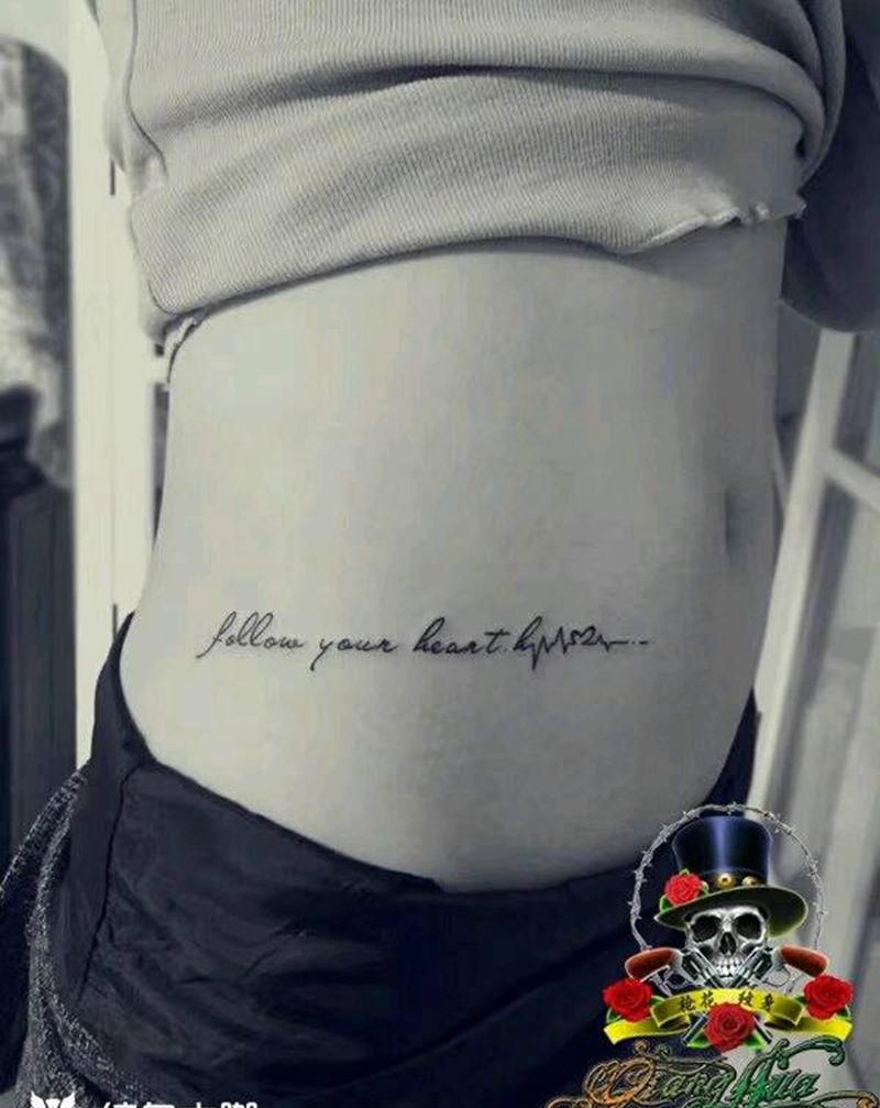 英文，纹身图片_腹部手臂腿部清新字符图腾成品纹身图案