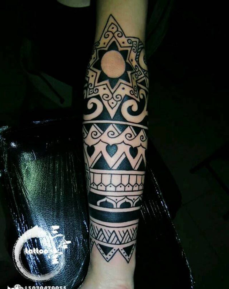 玛雅图腾纹身图片_手臂欧美图腾原创营口鲅鱼圈纹熊岳盖州成品纹身图案