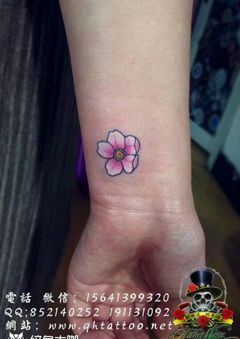 樱花纹身图片_手臂清新植物原创成品纹身图案