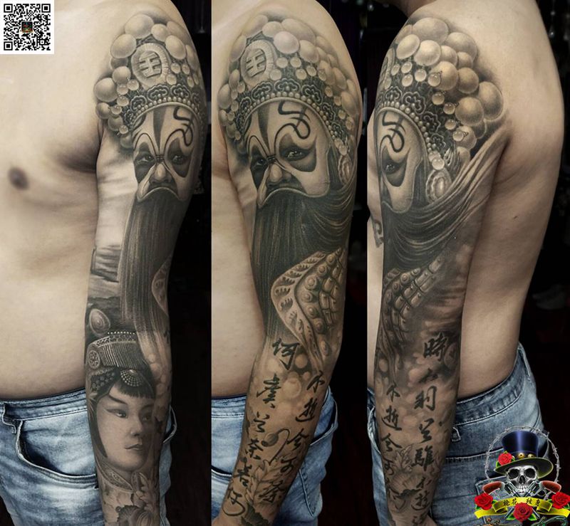 霸王别姬纹身图片_手臂新传统纹身图案