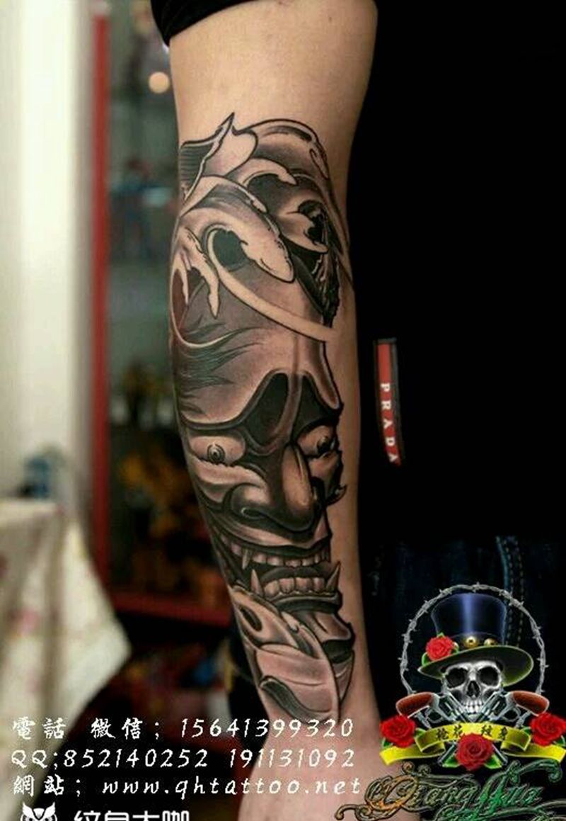 般若纹身图片_手臂传统鬼神原创成品纹身图案