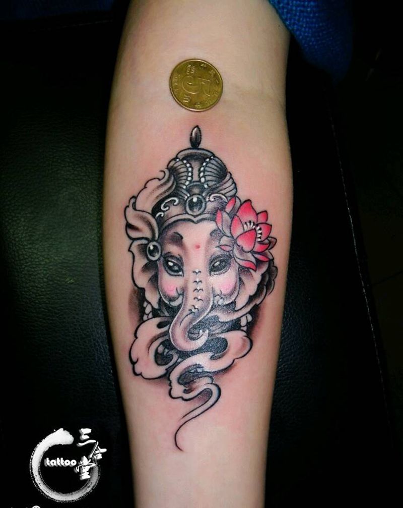 小萌象纹身纹身图片_手臂传统清新动物宗教营口鲅鱼圈纹成品纹身图案