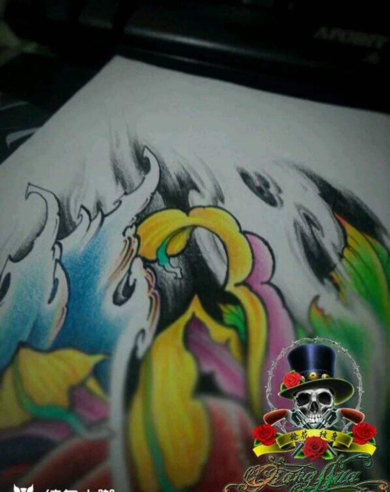 达摩不倒翁纹身图片_传统鬼神宗教原创成品手稿纹身图案