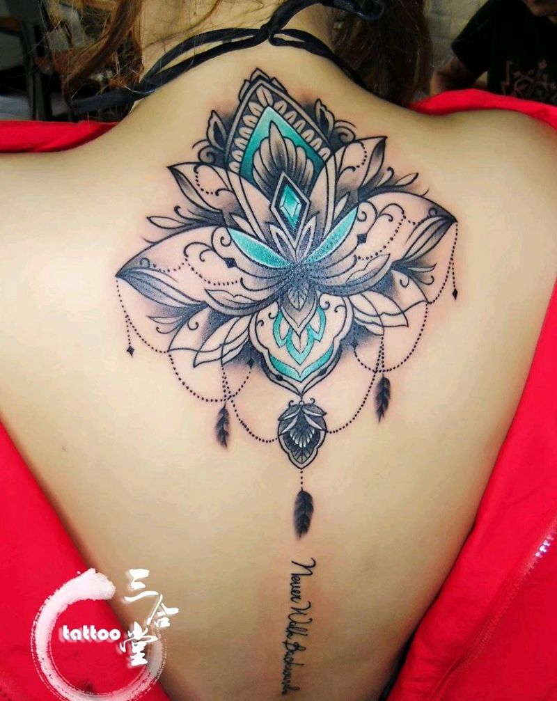 梵花纹身图片_背部图腾几何梵花小清新纹身图案