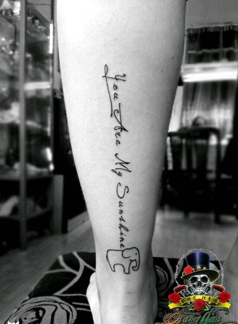 字纹身图片_腿部清新图腾原创成品纹身图案