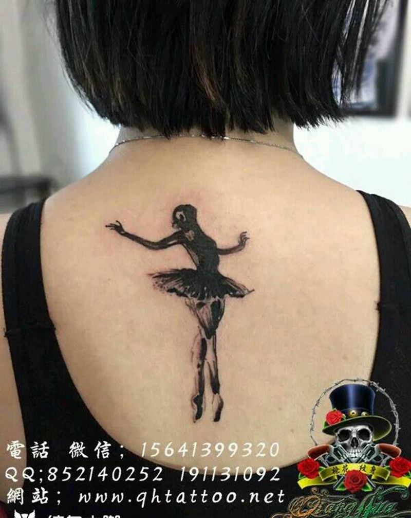 舞纹身图片_颈部清新图腾成品纹身图案