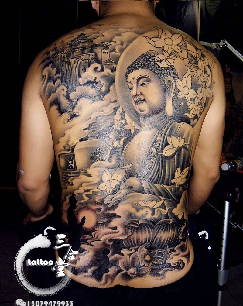 大日如来纹身纹身图片_背部传统习俗鬼神宗教营口鲅鱼圈纹熊岳盖州成品纹身图案