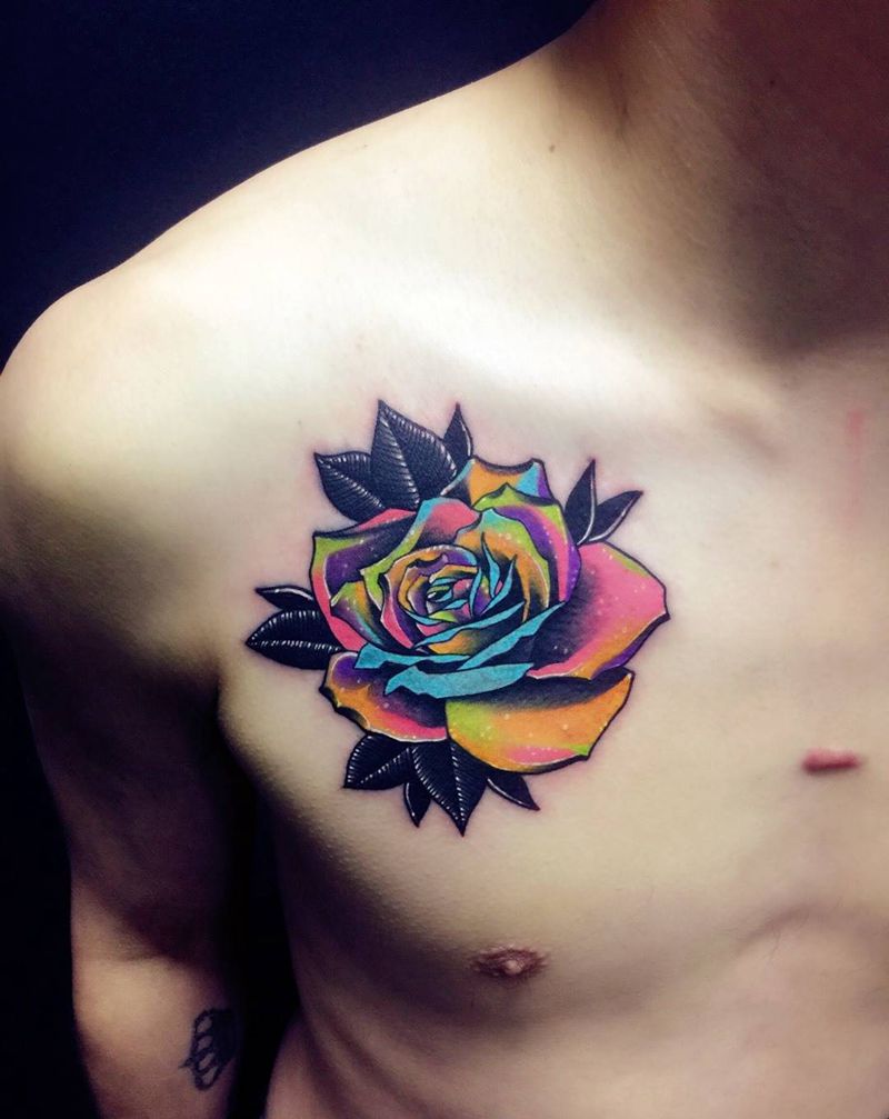 彩色花朵纹身图片