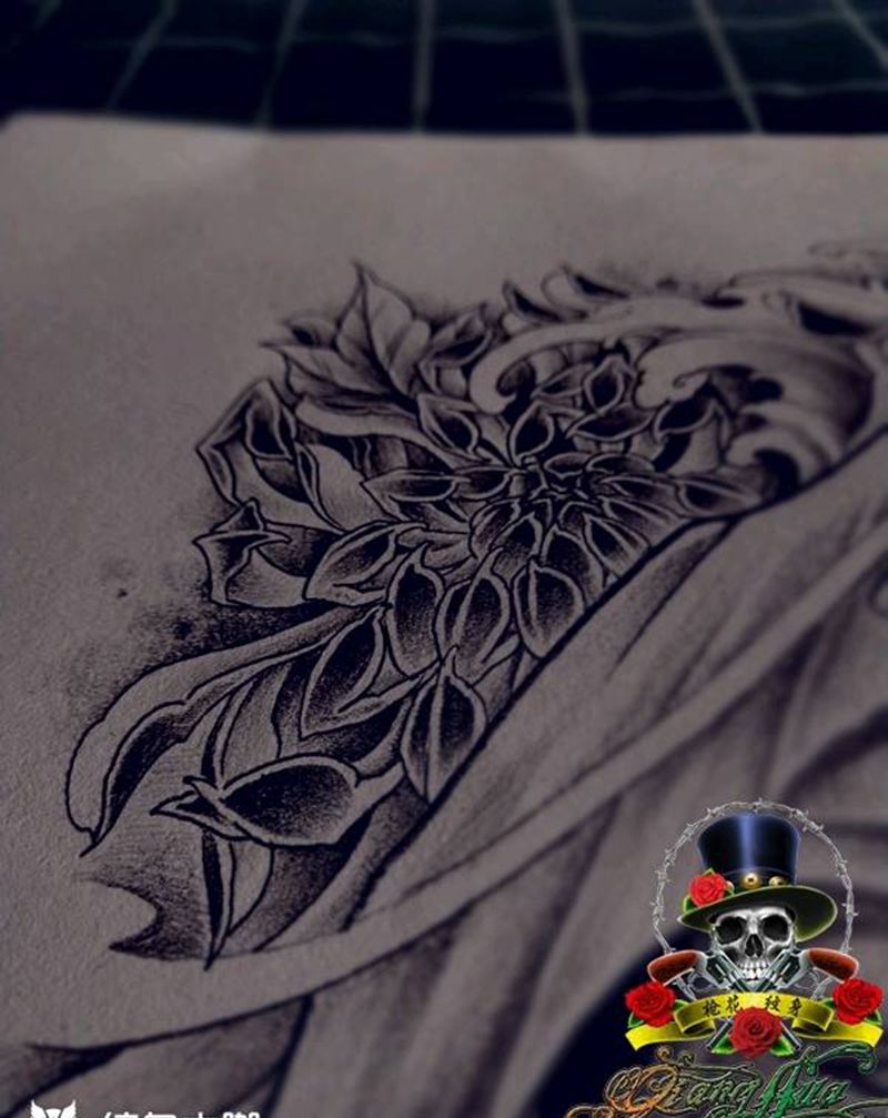 面具纹身图片_背部手臂新传统纹身图案