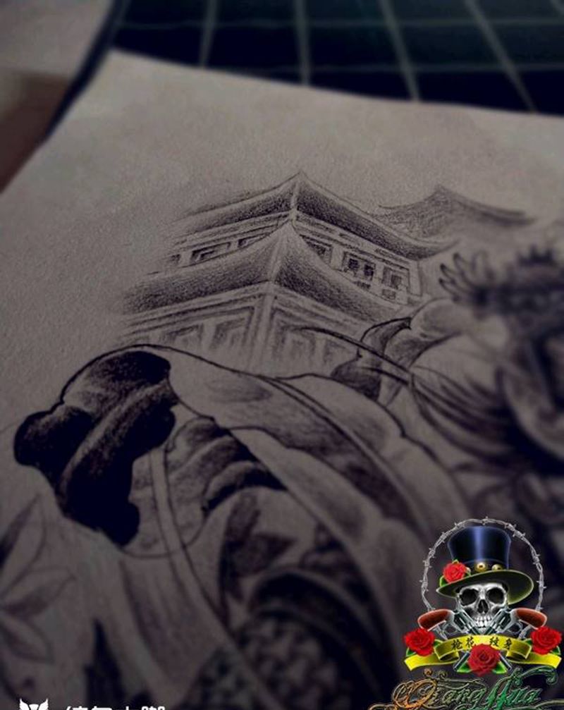 齐天大圣纹身图片_背部手臂新传统纹身图案