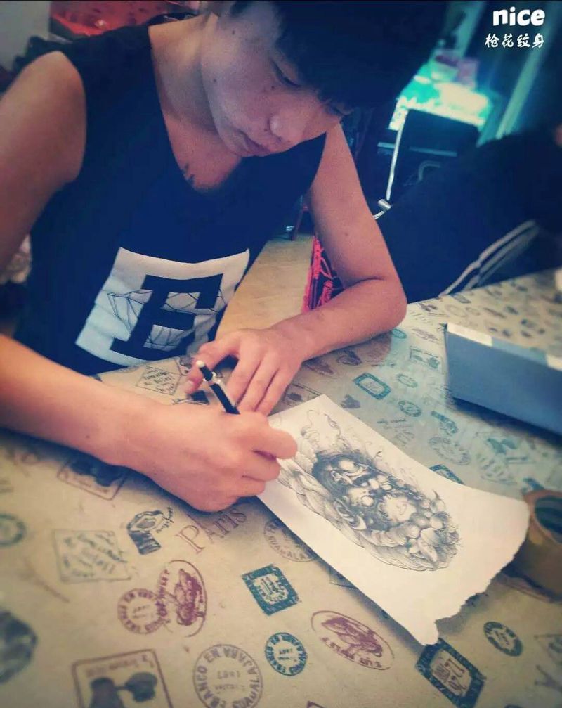 不动明王纹身图片_成品手稿背部腰部腿部传统肖像人物鬼神宗教纹身图案