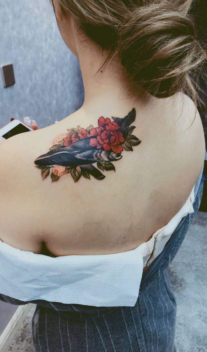 鲸鱼遮盖作品纹身图片_成品欧美纹身图案