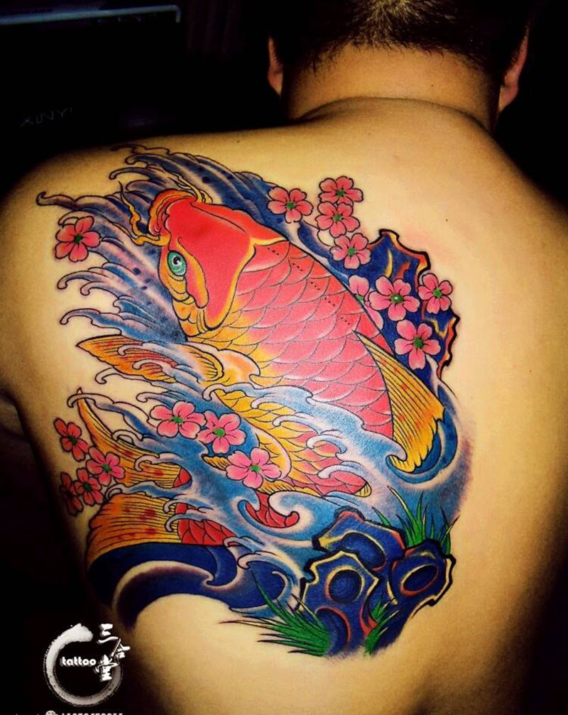 鲤鱼纹身纹身图片_背部传统动物营口鲅鱼圈纹熊岳盖州成品纹身图案
