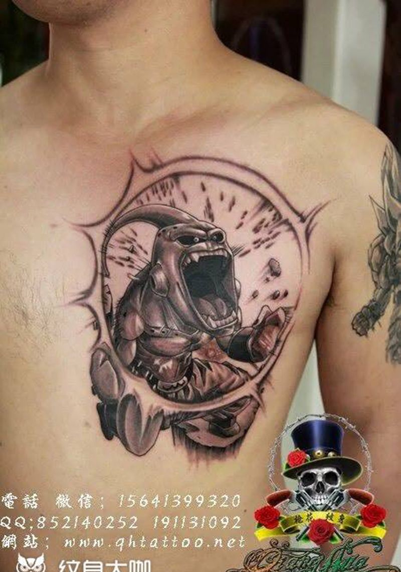 七龙珠Z布欧纹身图片_胸部欧美人物纹身图案