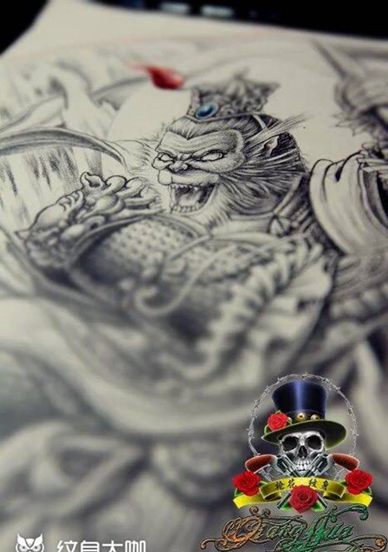 齐天大圣原创手稿纹身图片_成品手稿鬼神宗教人物原创传统纹身图案