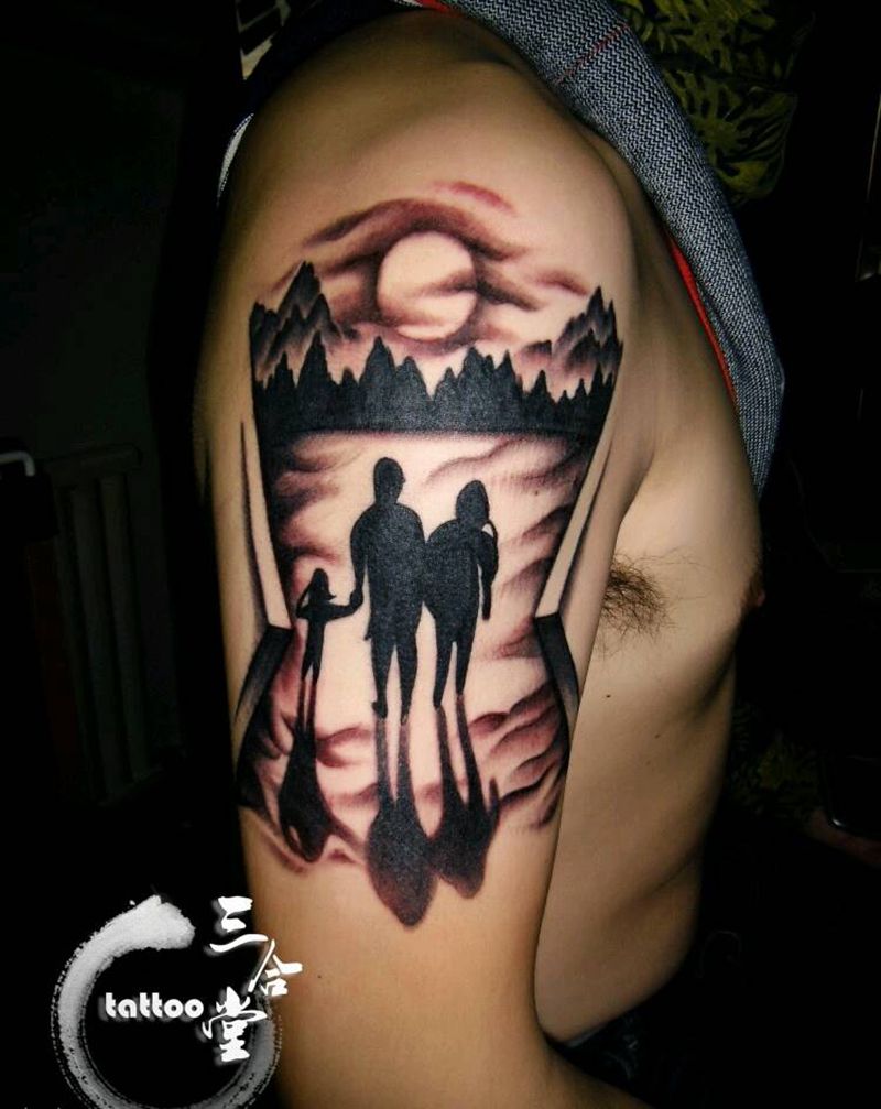 向往纹身图片_肩部清新写实人物原创营口鲅鱼圈纹熊岳盖州成品纹身图案