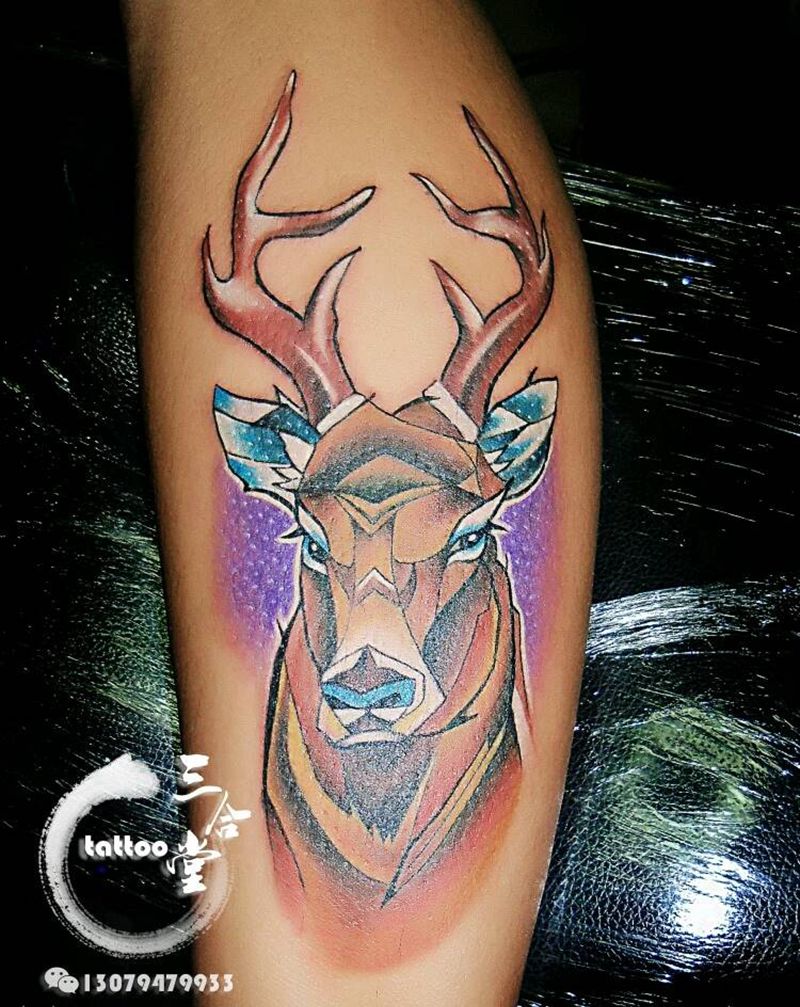 鹿纹身图片_脚部欧美清新动物营口鲅鱼圈纹成品纹身图案