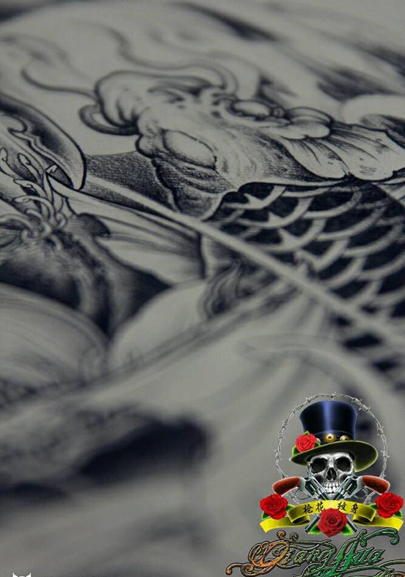 锦鲤纹身图片_传统动物原创成品手稿纹身图案