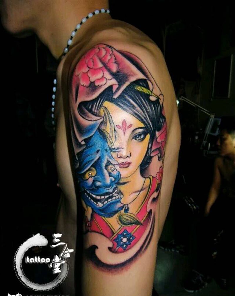 日妓纹身图片_手臂传统人物营口鲅鱼圈纹熊岳盖州成品纹身图案