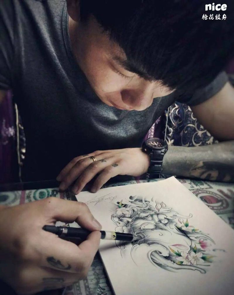 成师傅手绘般若纹身图片_成品手稿肩部胸部背部腿部传统鬼神纹身图案