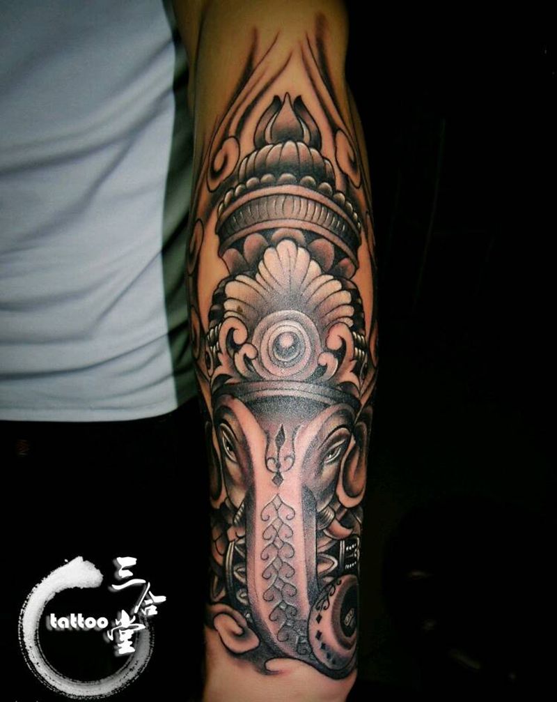 象神纹身图片_手臂传统习俗动物宗教营口鲅鱼圈纹熊岳盖州成品纹身图案