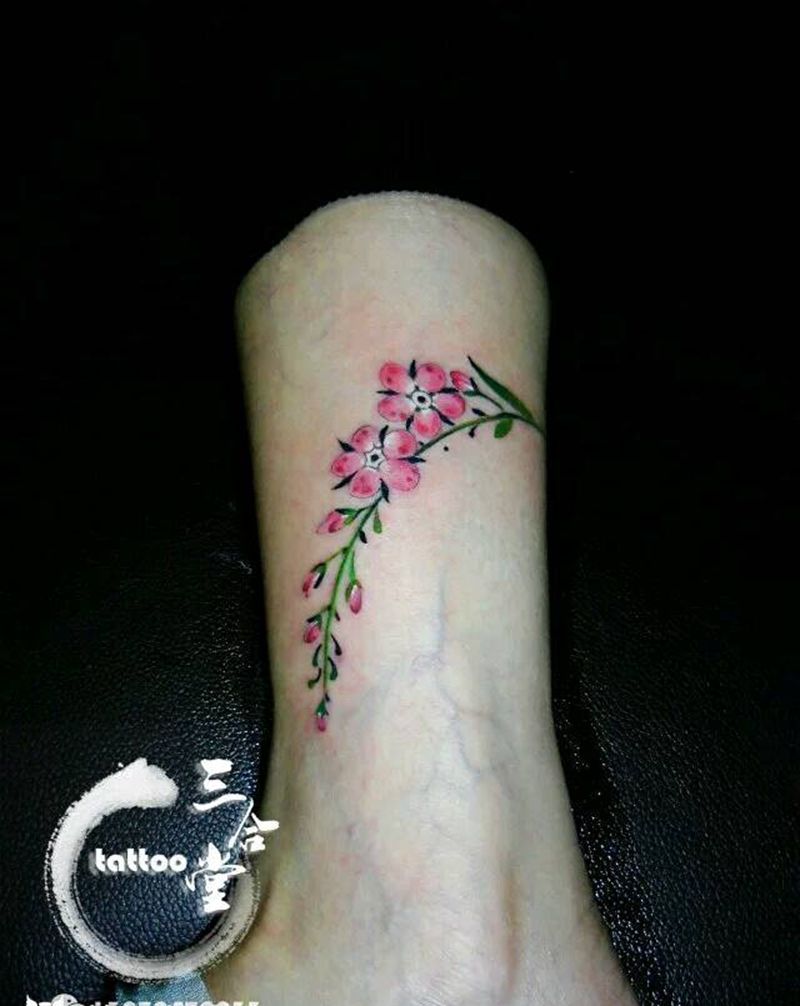 小清新纹身图片_腿部清新植物营口鲅鱼圈纹熊岳盖州成品纹身图案