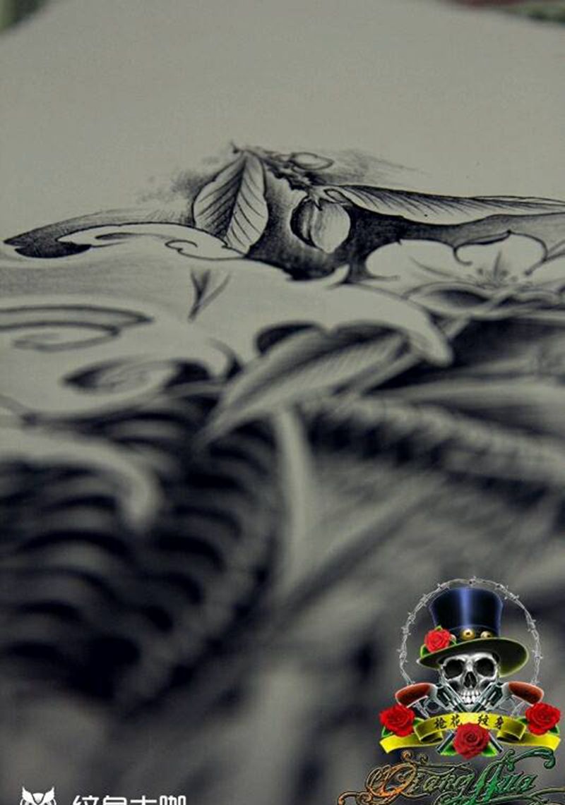 龙鱼纹身图片_传统动物原创成品手稿纹身图案